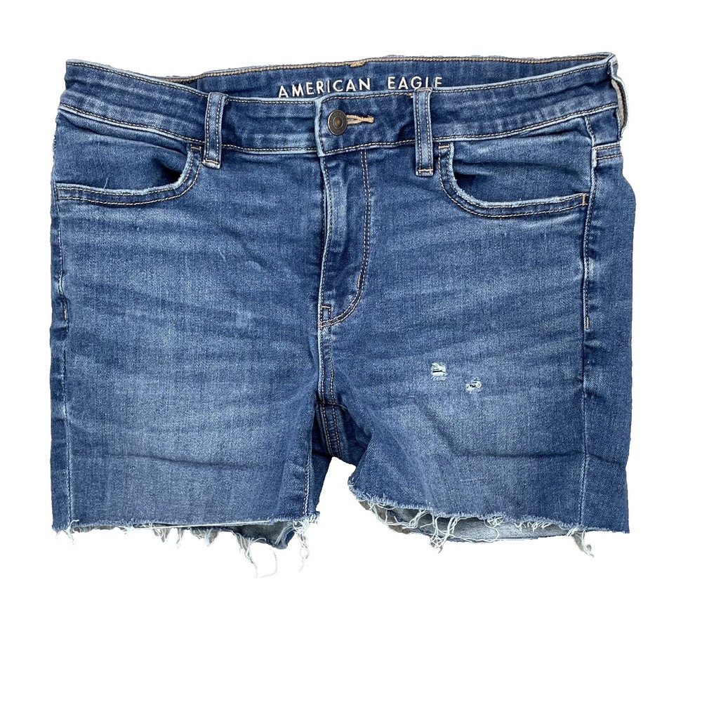 American Eagle Jean Shorts Women 8 Raw Cut Y2K Slim 90's‎ American Preppy Summer